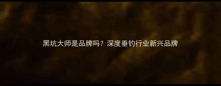 图片 黑坑大师是品牌吗？深度垂钓行业新兴品牌