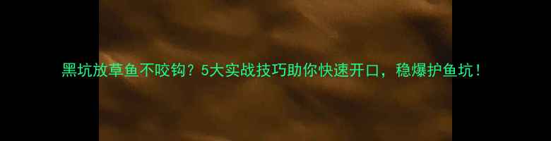 图片 黑坑放草鱼不咬钩？5大实战技巧助你快速开口，稳爆护鱼坑！