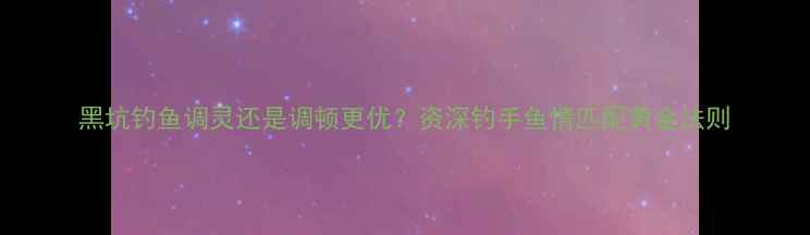 图片 黑坑钓鱼调灵还是调顿更优？资深钓手鱼情匹配黄金法则