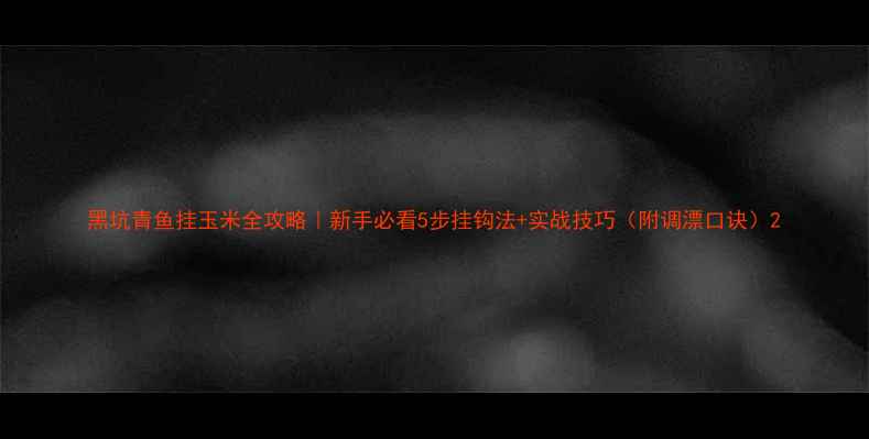 图片 黑坑青鱼挂玉米全攻略｜新手必看5步挂钩法+实战技巧（附调漂口诀）2