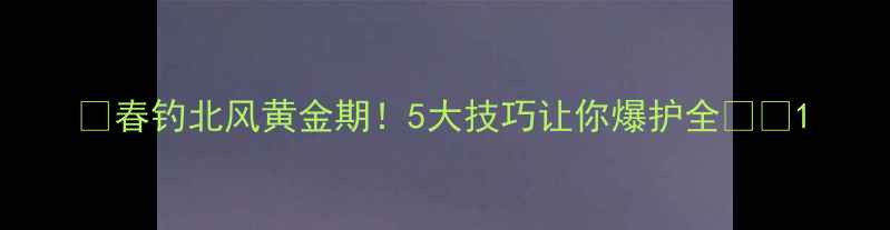 图片 🌊春钓北风黄金期！5大技巧让你爆护全✅🎣1