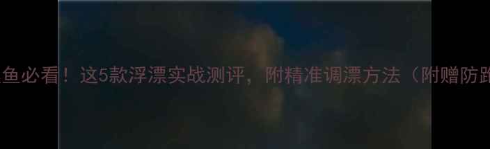 图片 🌊水库钓鲤鱼必看！这5款浮漂实战测评，附精准调漂方法（附赠防跑鱼秘籍）1