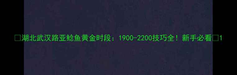 图片 🌟湖北武汉路亚鲶鱼黄金时段：1900-2200技巧全！新手必看🌟1