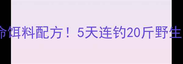 图片 🌟秋季野钓鲫鱼救命饵料配方！5天连钓20斤野生大板鲫的野路子🌟1