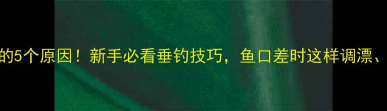 图片 🔥鲫鱼靠边游的5个原因！新手必看垂钓技巧，鱼口差时这样调漂、选位、打窝🎣
