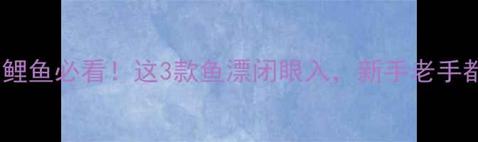 图片 🔥黑坑钓鲤鱼必看！这3款鱼漂闭眼入，新手老手都夸准🔥1